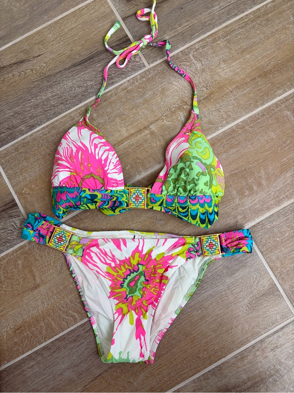 Nanette Lepore White and Green Bikini Set